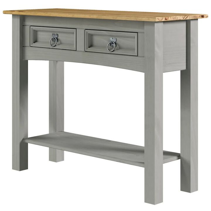 OS Home and Office Furniture Solid Wood Two Drawer Hall Table in Corona Gray