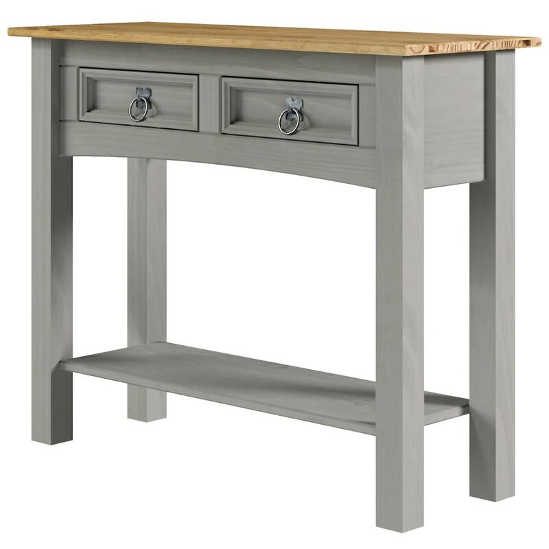 OS Home and Office Furniture Solid Wood Two Drawer Hall Table in Corona Gray