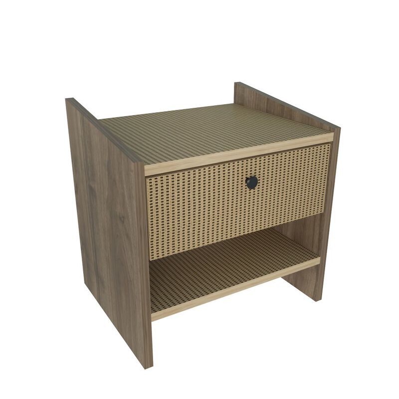 Decorotika Berlin Nightstand Oud Oak Rattan Pattern