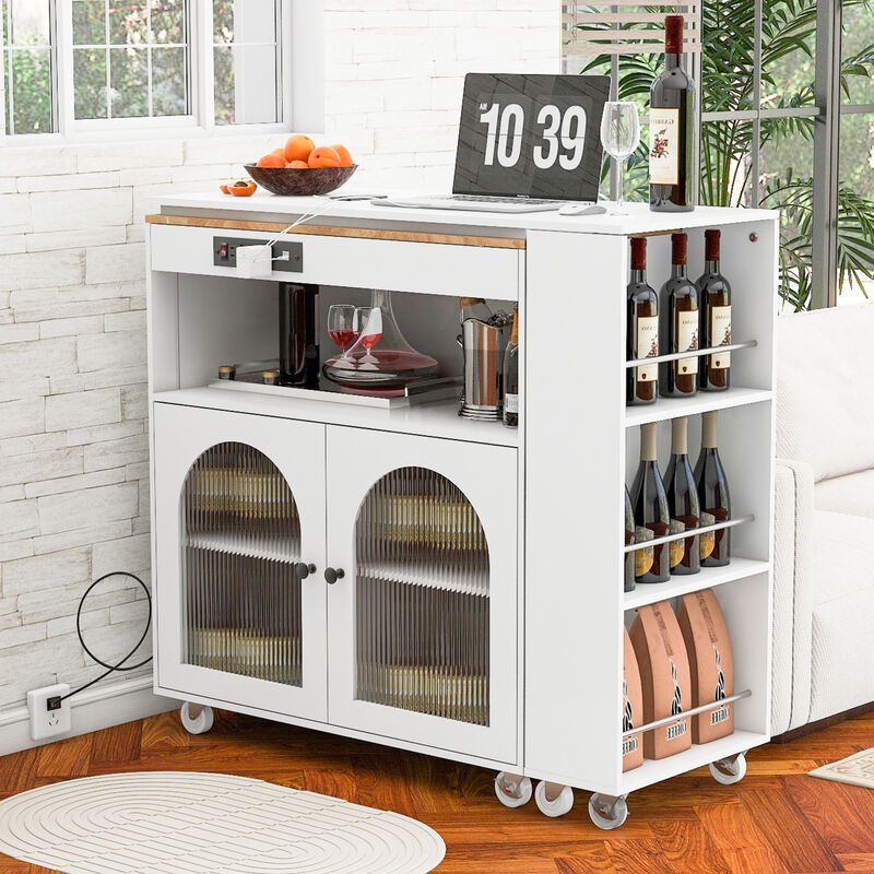 ELEMENT ACE Modern Kitchen Island with Extendable Table and LED Lighting image number 8