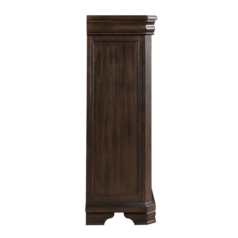Lynda Tall Dresser Chest, 4 Drawers, Walnut Brown Solid Acacia Wood - Benzara