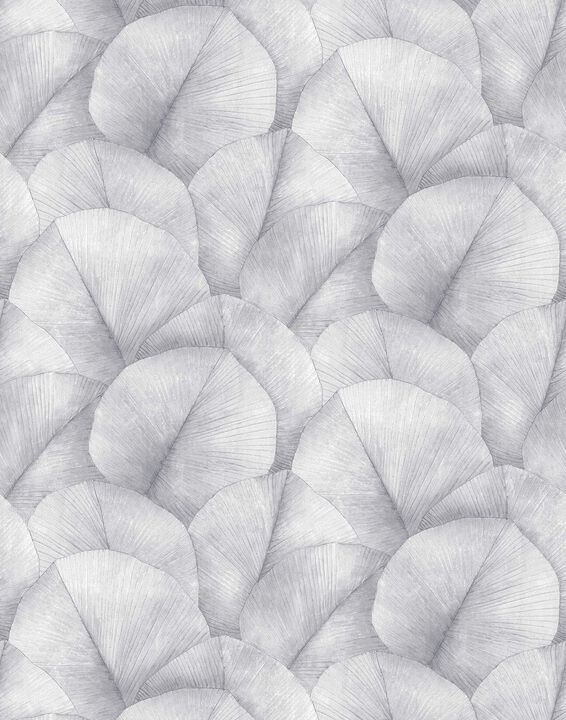 Kumano Repeatable Palm Leaf Silver Grey Mural 34598