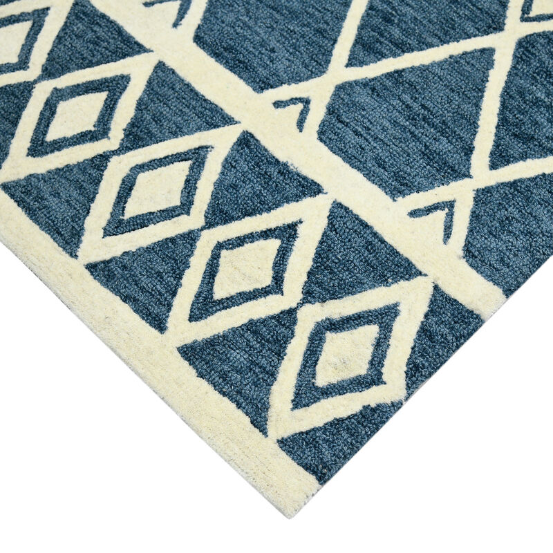 HomeRoots 2' X 3' Blue And Ivory Wool Argyle Hand Hooked Area Rug image number 4