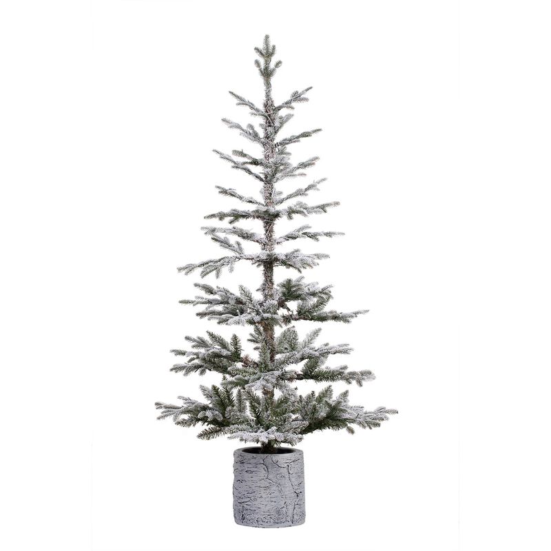 5 Foot Prelit Flocked Timberland Fir Potted Christmas Tree image number 4