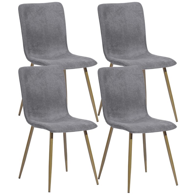 HomeRoots Set of Four Dark Gray and Gold Fabric Dining Side Chairs image number 3