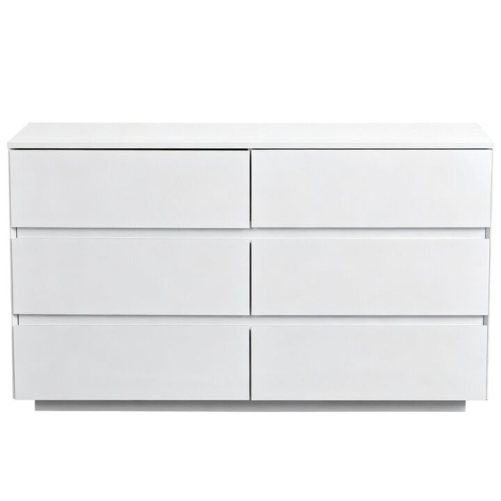High Gloss 6 Drawer Storage Dresser with USB Powered RGB LED Lighting