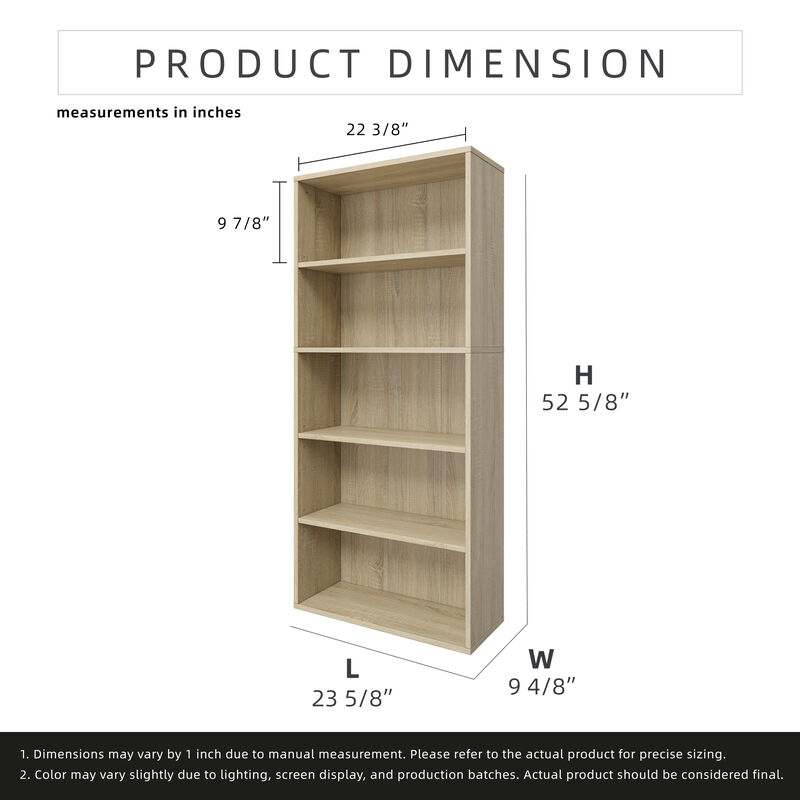 52.83 in. Tall Wood 5-Shelf Etagere Bookcase with Adjustable Shelves image number 6