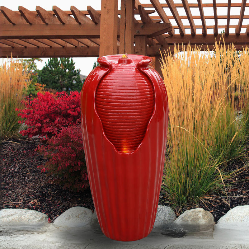 Modern Vase Water Fountain with LED, Red image number 5