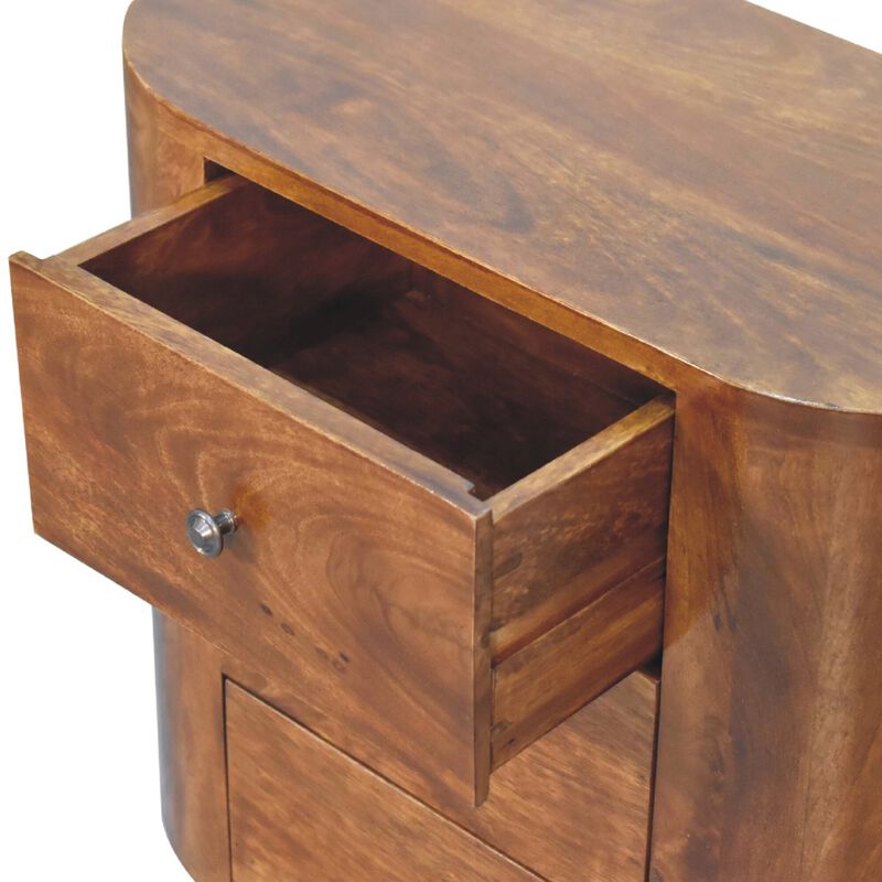 Mini Chestnut  3 Drawer Solid Wood Cabinet