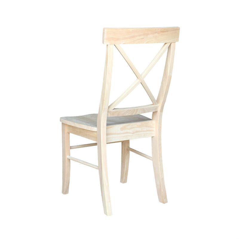 Hivvago Set of 2   Unfinished Wood Dining Chairs with X Back Seat Backrest