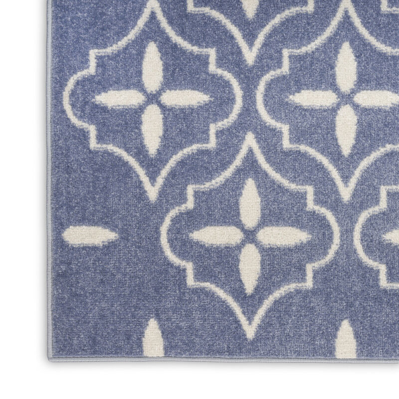 HomeRoots 8' X 10' Blue And Ivory Geometric Indoor Outdoor Area Rug image number 2