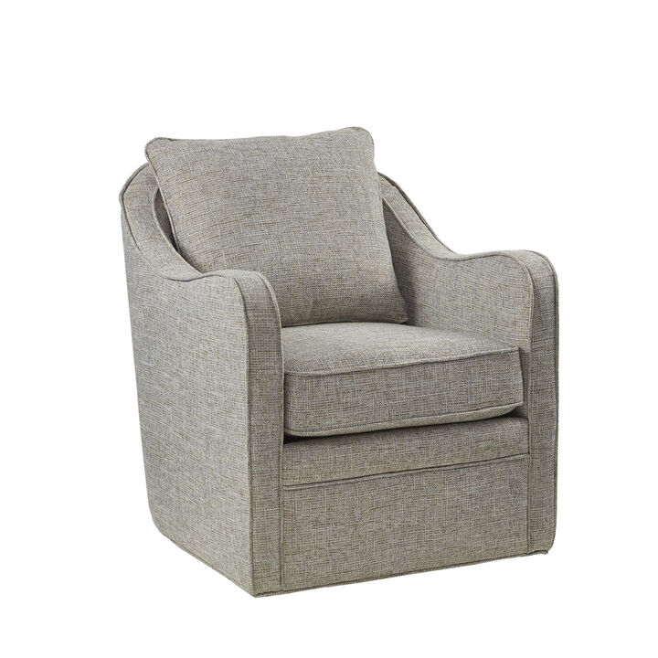 Gracie Mills Frieda Wide Seat Swivel Arm Chair with Back Pillow