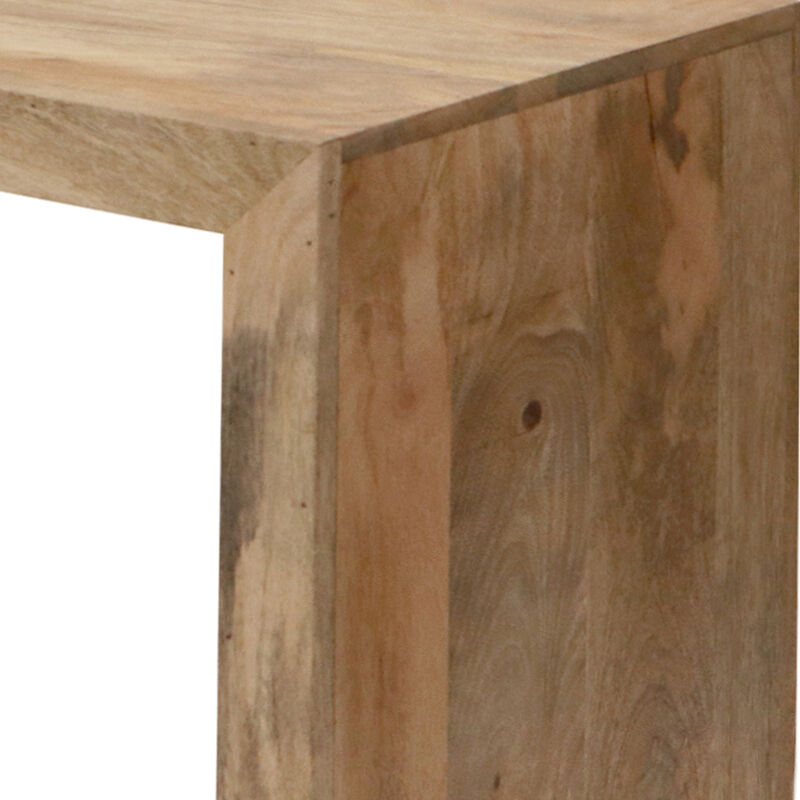 Keli 52 Inch Mango Wood Sideboard Console Table, Open Cube, 1 Shelf, Natural Brown
