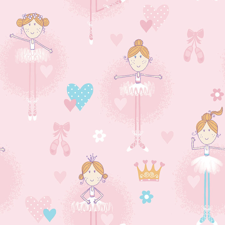 Just 4 Kids 2 Ballerinas Pink Wallpaper G56002