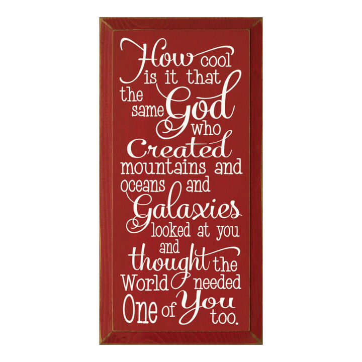 Faith Quote Wood Sign God Created Mountains Oceans and You Rustic Wall Plaque