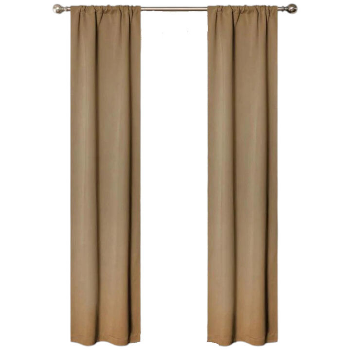 Set of 2 Blackout Curtains Rod Pocket Solid Room Darkening