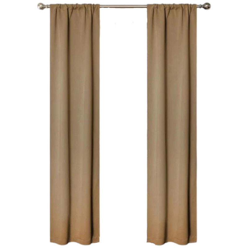 Set of 2 Blackout Curtains Rod Pocket Solid Room Darkening image number 0