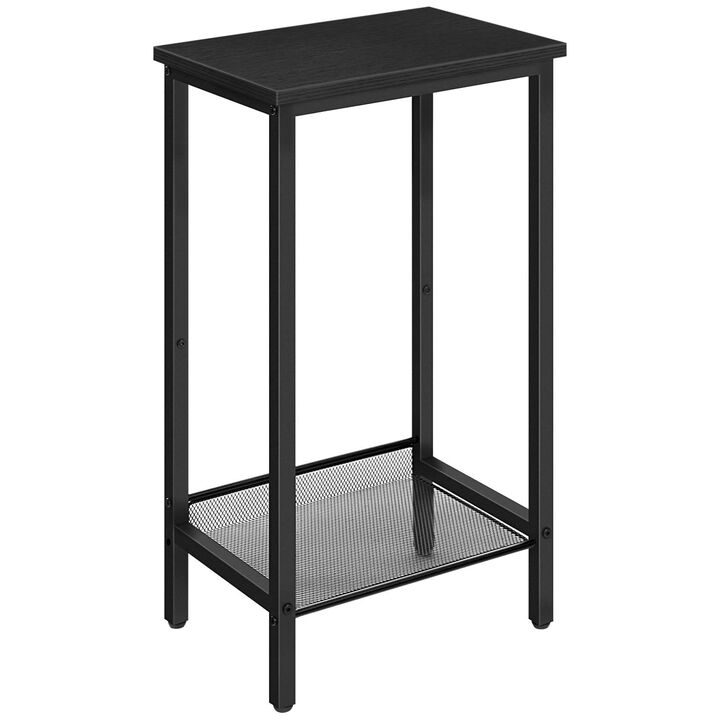 Tall Industrial End Table with Mesh Shelves, Side Table with Metal Storage