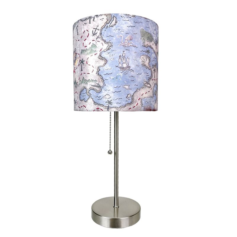 Decorative Treasure Map Brushed Nickel Accent Lamp Coastal Pirate Beach Decor image number 0