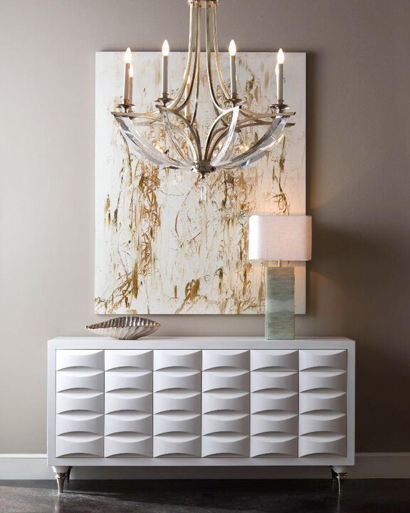 Bent-Crystal Eight-Light Chandelier