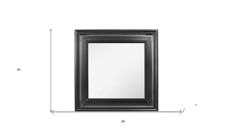 HomeRoots 38" Gray Square Wood Framed Accent Mirror image number 4