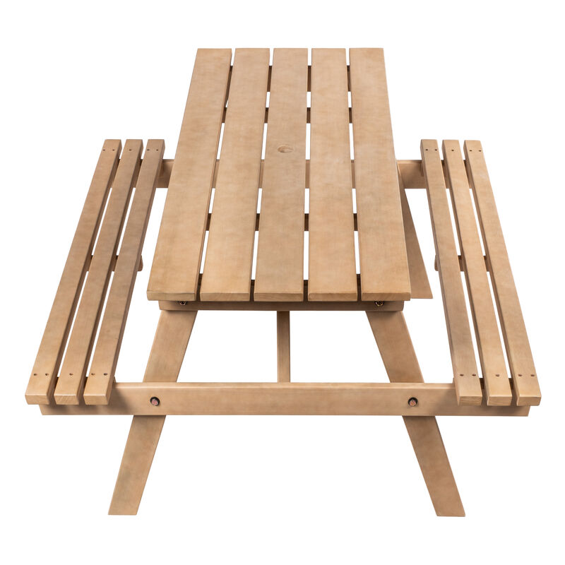 Shoreham Modern Classic Outdoor Wood Picnic Table Benches with Umbrella Hole