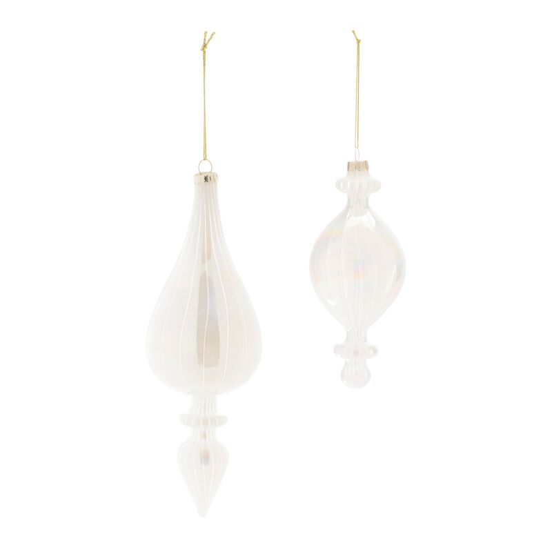 Iridescent Glass Finial Ornaments (Set of 12) &ndash; Elegant Tapered Christmas Decorations for Tree, Garland, or Mantel Display