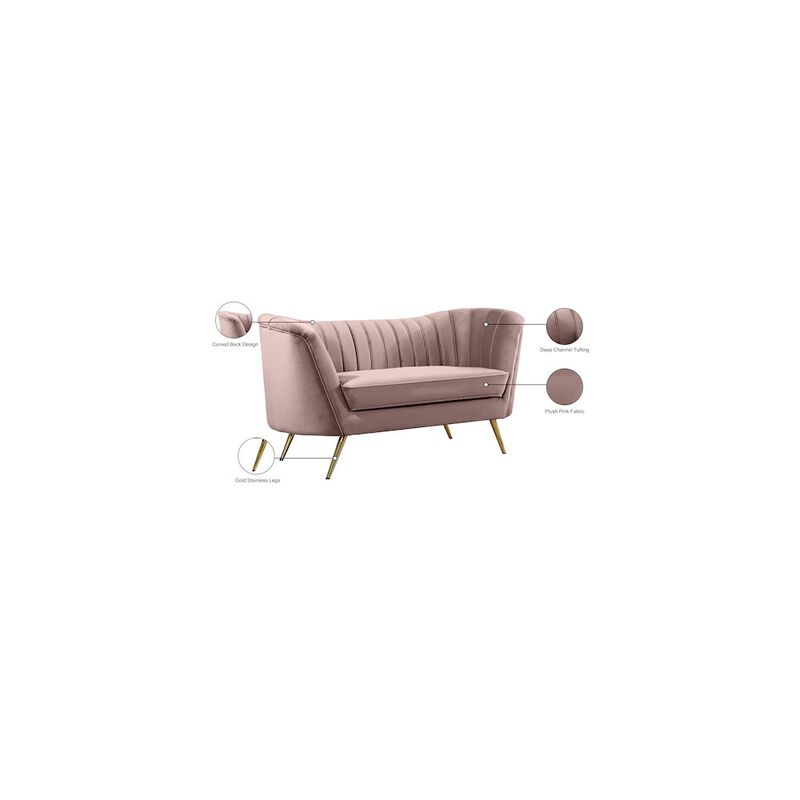 Meridian Furniture Margo Pink Velvet Loveseat