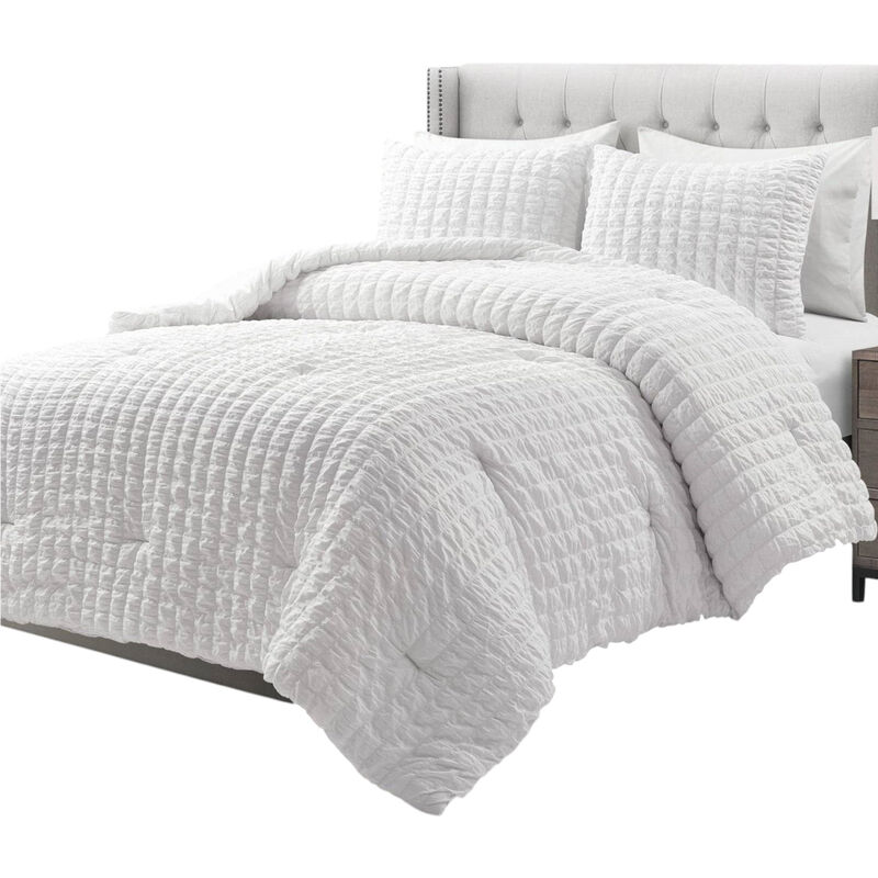 Crinkled Textured 3 Piece Comforter Set &ndash; Stylish Bedding Set with Soft Feel
