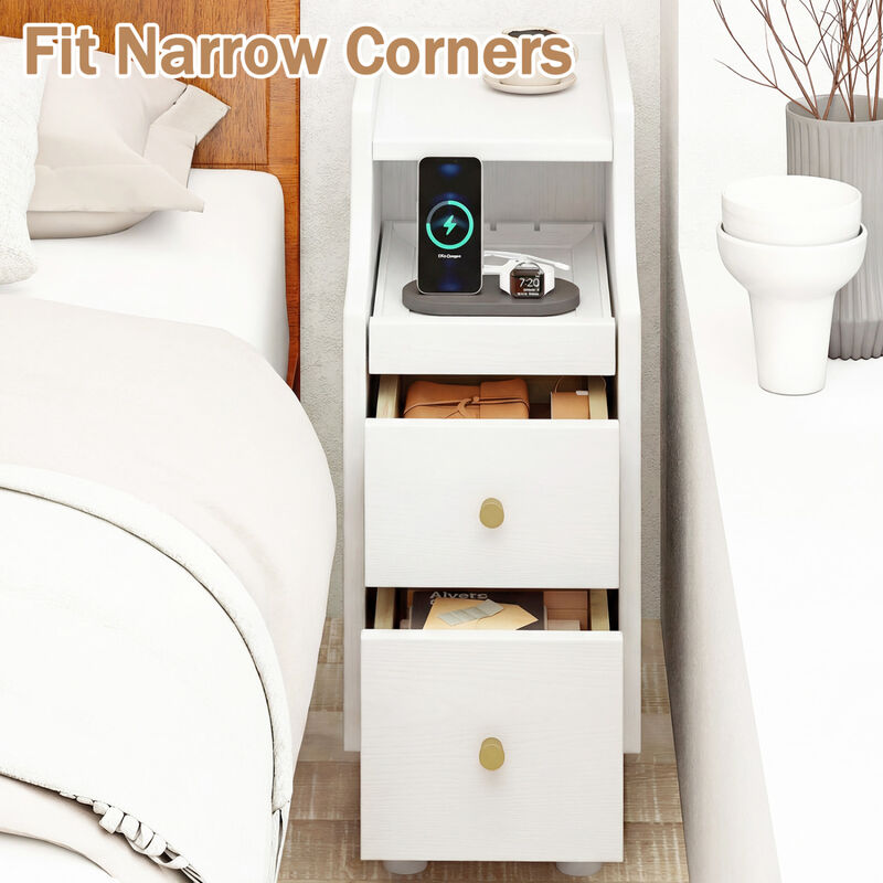 Set of 2 Wooden Bedside Nightstands with Pull-Out Tray and 2 Storage Drawers image number 3