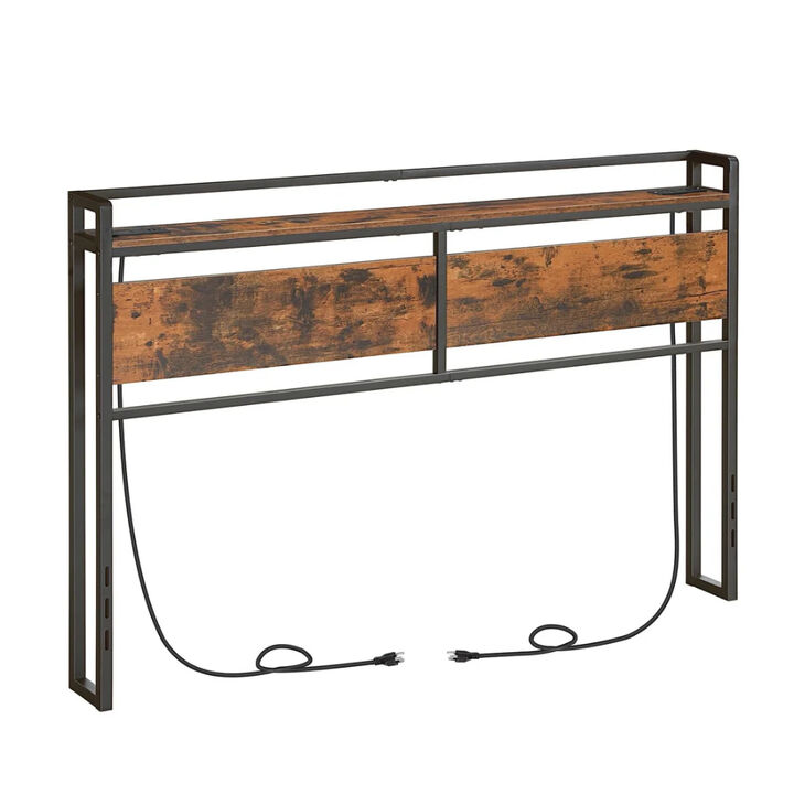 Adjustable Queen Headboard with 2 Power Outlets and 4 USB Charging Ports