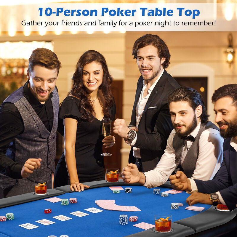 10 Player Portable Poker Table Top with Foldable Design and Padded Surface image number 3