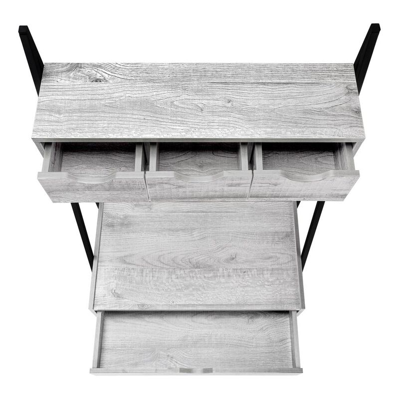 Computer Desk, Home Office, Laptop, Leaning, Storage Drawers, 32L, Work, Grey