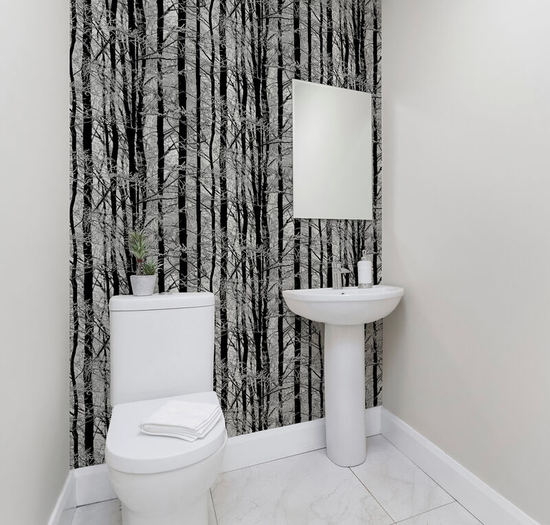 Frosted Silver Winter Grove Wallpaper image number 3