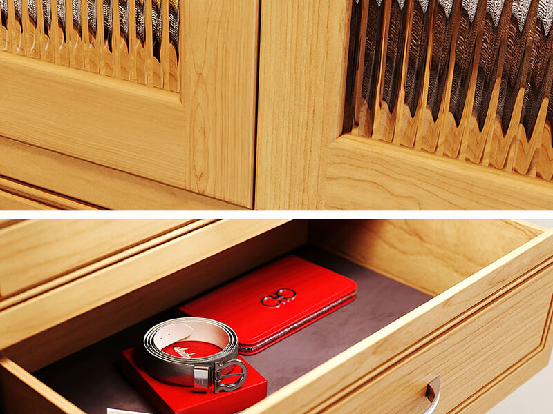 Solid Wood Walk-In Closet Organizer with 3  Drawers and Glass Doors