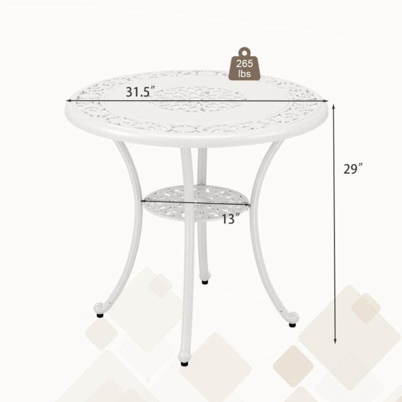 Hivvago Round Patio Dining Table for 4 Cast Aluminum with Umbrella Hole