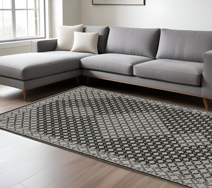 HomeRoots Diamond Area Rug With Fringe