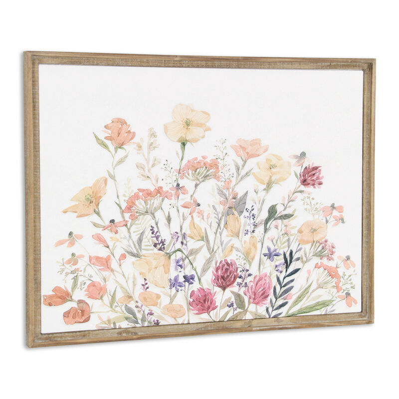 HomeRoots 24" X 32" Natural And White Flower Bouquet Metal And Wood Framed Art image number 2
