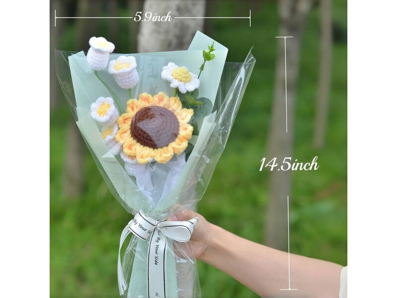 White Artificial Sunflower Flower Stems Home Decor Crochet image number 2
