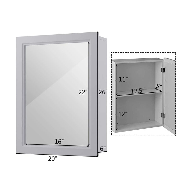 Wall Mounted Adjustable Medicine Storage Mirror Cabinet