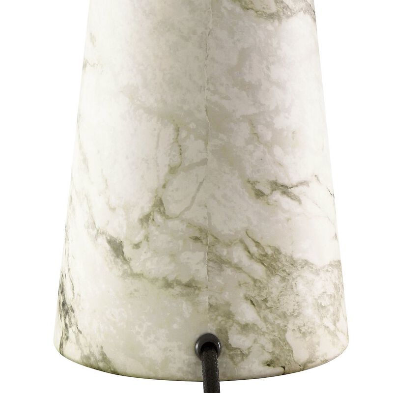 Modway Nera Table Lamp with Marble Pattern in White &ndash; Modern Accent Lamp with Pleated Fabric Shade and Matte Brushed Metal Plate &ndash; Ambient Lighting for Living Room, Bedroom, Entryway image number 7