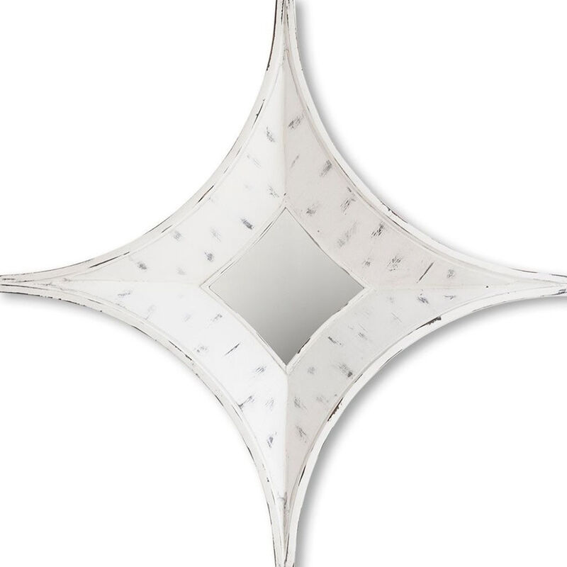 HomeRoots 17" White Solid Wood Star Framed Accent Mirror image number 3