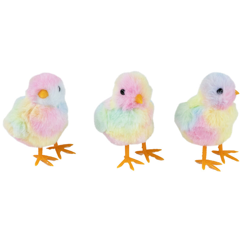 Plush Tie Dye Easter Chick Figurines - 4.25" - Set of 3