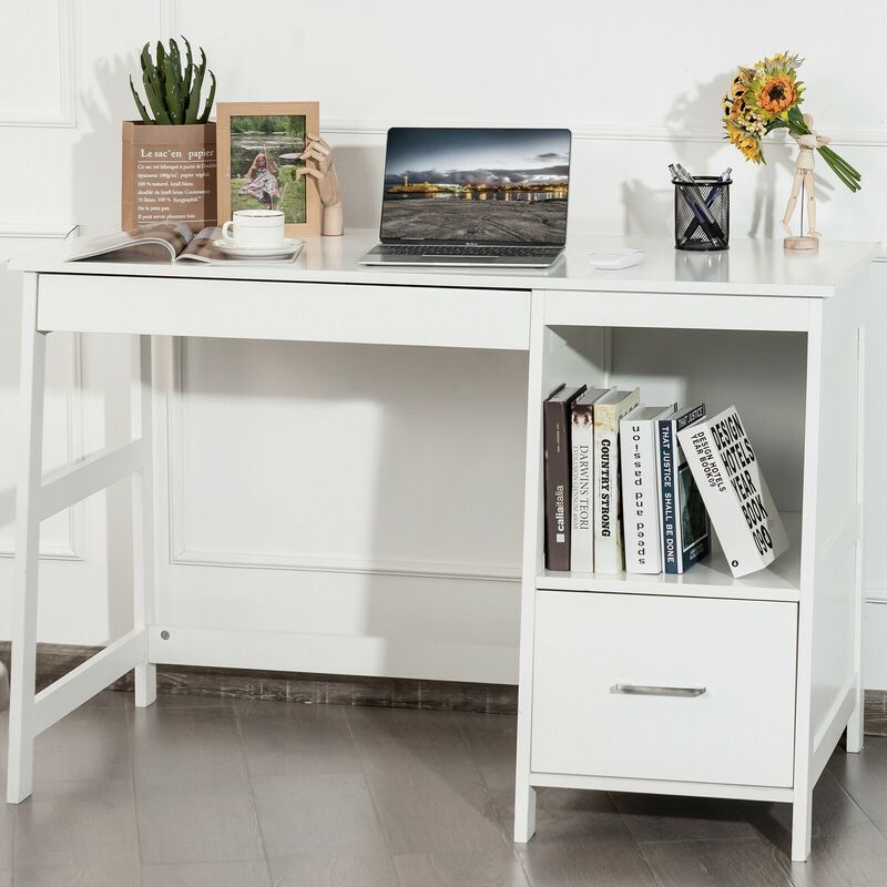 47.5 Inch Modern Home Computer Desk with 2 Storage Drawers image number 4