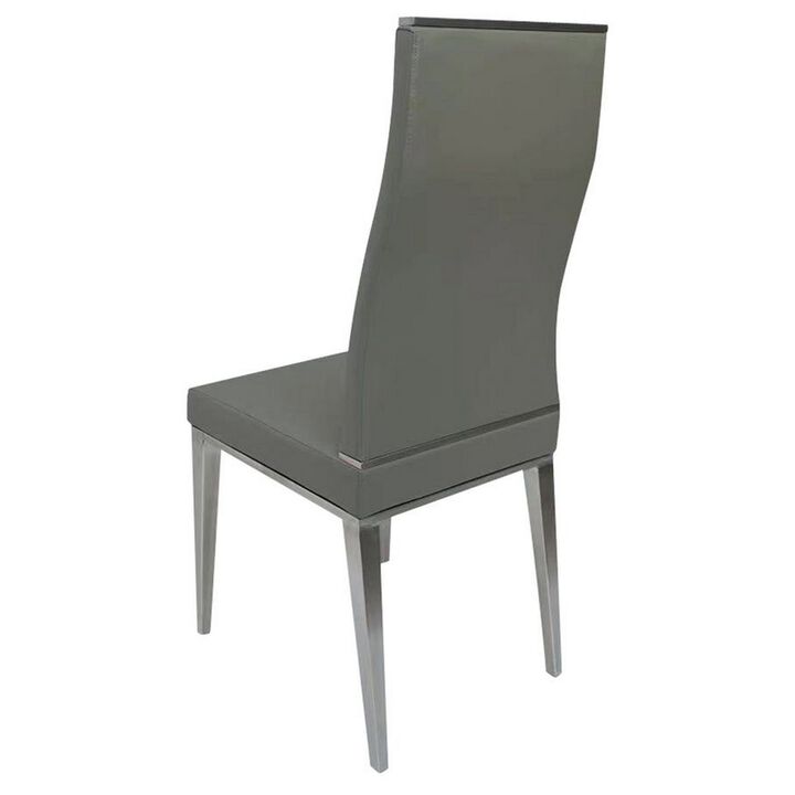 Bea 20 Inch Dining Chair, Set of 4, Steel Base, Faux Leather, Light Gray - Benzara