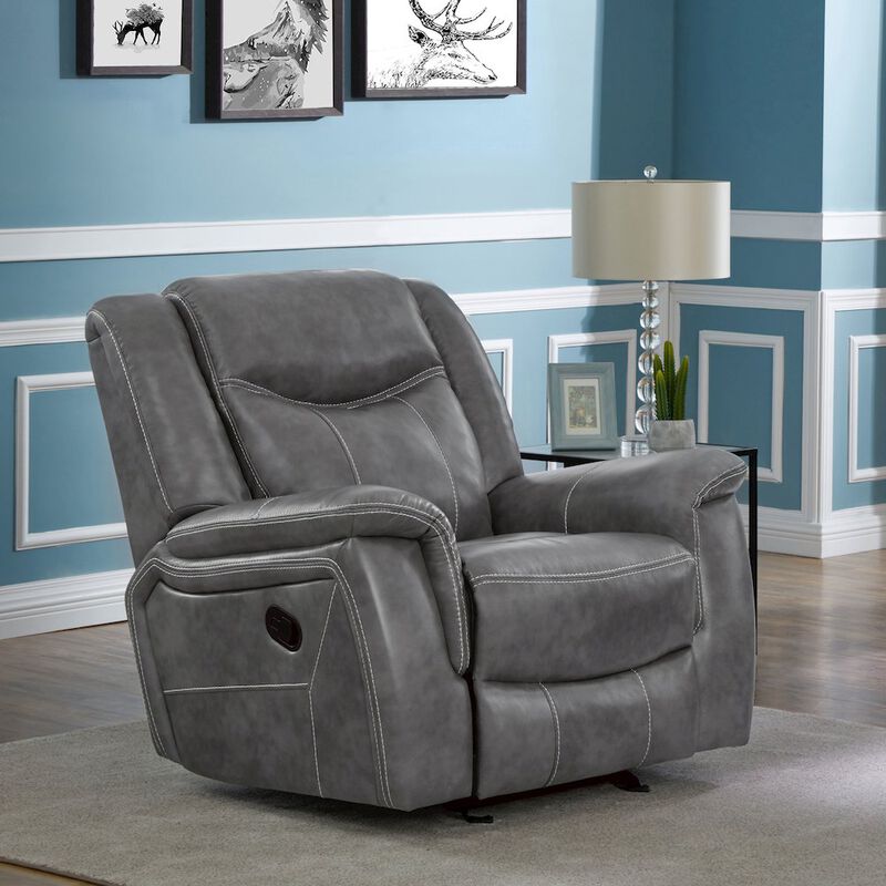 Coaster Co. of America Conrad Upholstered Padded Arm Glider Recliner Grey