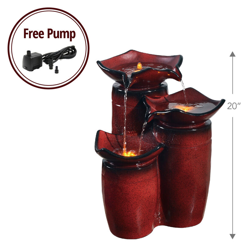 3-Tier Water Fountain with LED Lights, Red image number 2