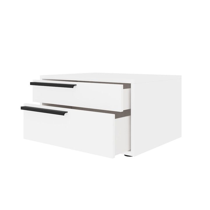 Casabianca Home Carter Left Nightstand In White High Gloss With Black Handles