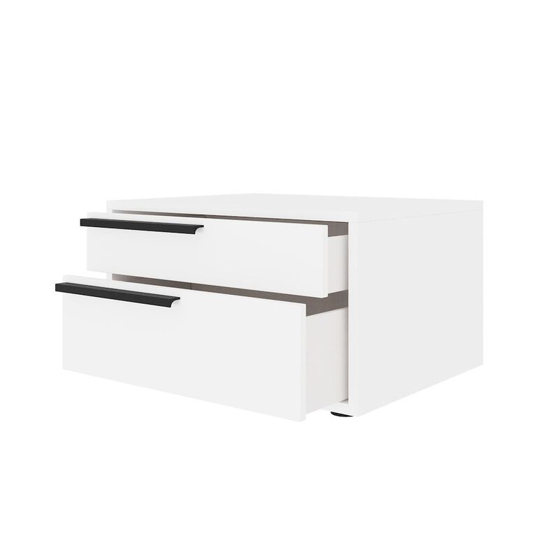 Casabianca Home Carter Left Nightstand In White High Gloss With Black Handles