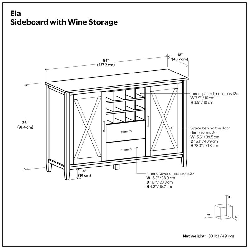 Simpli Home Ela Sideboard with Wine Storage image number 5